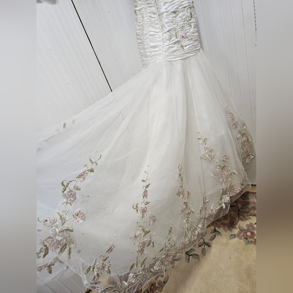 Dere Kiang Wedding Dress Ivory With Pink Roses Small - Picture 7 of 8